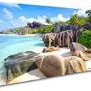 YYYYHPP YP0750 Beach Wall Art Picture Wall Art Stone Coconut Trees on Sands Beach Seascape Scenery Painting Nature Picture for Bedroom Home Office Wall Decor 40x20