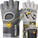 WULIVA Workout Gloves for Men and Women - Ideal for Light & Medium Gym Exercise Training & Cycling, Includes Padded Design, Detachable Wrist Strap & Storage Mesh Bag M