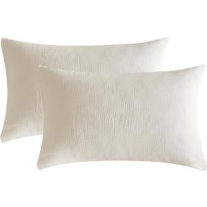 SE SOFTEXLY Muslin Pillowcases King Size 100% Cotton, 2 Pack Linen Like Pillow Shams with Envelope Closure, Ultral Soft and Breathable Pillow Case Covers, White, 20" X 36", No Filling
