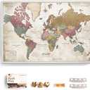 Canvas World Map with Cork Pin Board - English Lettering - Decorative Wall Decoration for All Rooms - Canvas Pictures with World Map Motif (120x80 cm, Pattern 20)
