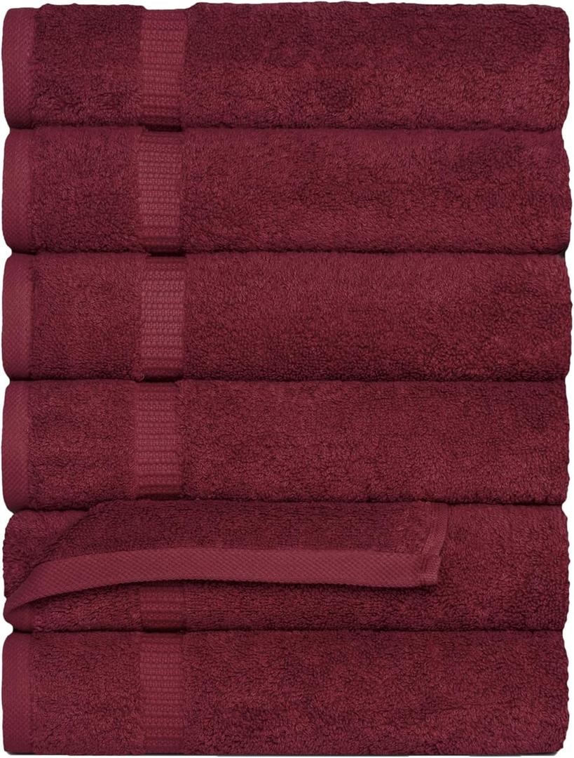 SALBAKOS 100% Turkish Cotton Hand Towel Set of 6 16x30 inch | Heirloom Quality | Hotel & Spa Collection | Ultra Soft, Super Absorbent, Long Lasting | Made in Turkey | Wine