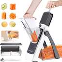 ONCE FOR ALL Safe Mandoline Slicer Pro, Gen 4th, Adjustable Thickness Vegetable Slicer For Kitchen, Food Chopper With Container, Lid, Drain Basket, Veggie Cutter For Potato Onion Fruit