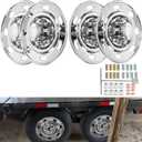 hightall 16 Wheel Simulators, Stainless Steel Trailer Hubcaps,Polished Surface,Bolts On Wheel Cover Set Compatible with Single Wheel Tandem Trailer 16In 8Lug 7 Oval Hh Dotliner, 16"For Single Wheel Tandem Trailer 16In 8Lug 7Oval