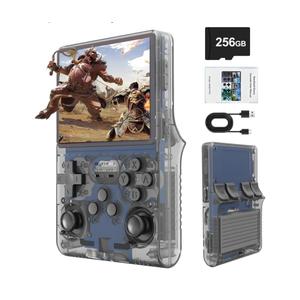R40S PRO Retro Gaming Console, 30000+ HD Games Handheld Game Console, 3800mAh Rechargeable Mini Retro Video Console with 256GB TF Card, Portable Pocket Arcade (Transparent Grey)