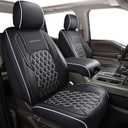 Huidasource Wrangler JK Seat Covers 2 Door Full Set, Front & Rear Full Coverage Leather Seat Cushion Protector Fit for Jeep Wrangler JK 2-Door Sahara Sport Rubicon 2007-2017(Full Set/Black&White)