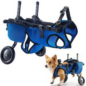Dog Wheelchair for Back Legs - Lightweight Adjustable Wheelchair for Dogs, Hind Limb Cart for Small & Medium Dogs with Pee/Poop Bags, Small Dog Wheelchairs for Back Legs (Blue)