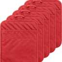 GROBRO7 5Pack Pocket Pot Holders Cotton Heat Resistant Potholder Multipurpose Hot Pads Machine Washable Oven Mitts Potholders Bulk for Daily Kitchen Baking and Cooking 7 x 9 Inch Red