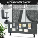 Colarr Sound Proof Dividers with Clamp 16 x 47 '' Mounted Desk Divider Privacy Panel Acoustic Absorbing Desk Partition Privacy Boards for Office Desktop Accessories Reduce Distractions