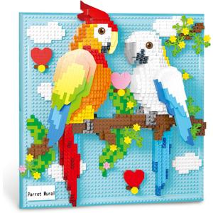 Parrot Bird Animal Wall Art Micro Mini Building Blocks Set for Adults, Unique Home 3D Wall Decor or Table Display, No Compatible with Lego, Ideal Gift Toy for Adults & Teens 14+ (1700 PCS)