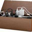 DELAMU 14.17" Large Cable Management Box with Magnetic Lid, Cord Mangement Box and Cord Box Hider for Electrical Cord Management with Ventilation Design, Hide Cables on Desk and Floor, Cable Box Brown