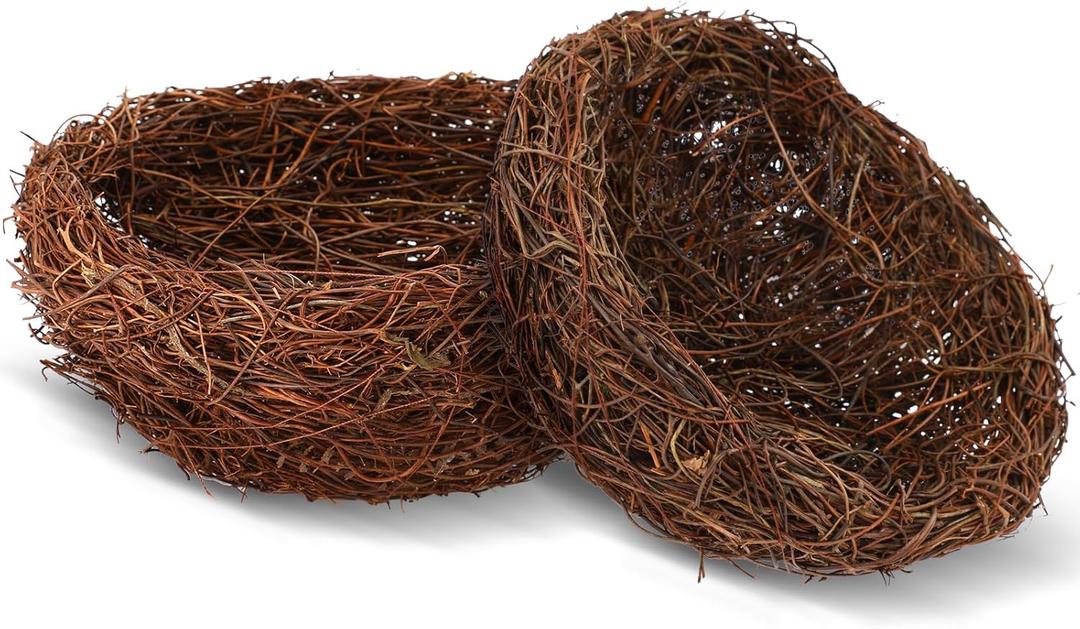 Therwen 2 Pcs Decorative Bird Nest Decor, Natural Twig Bird Nests for Spring Easter Table Centerpiece, Rustic Home Decor, Floral Arrangement, DIY Craft and Terrarium Display (7.9 Inch)