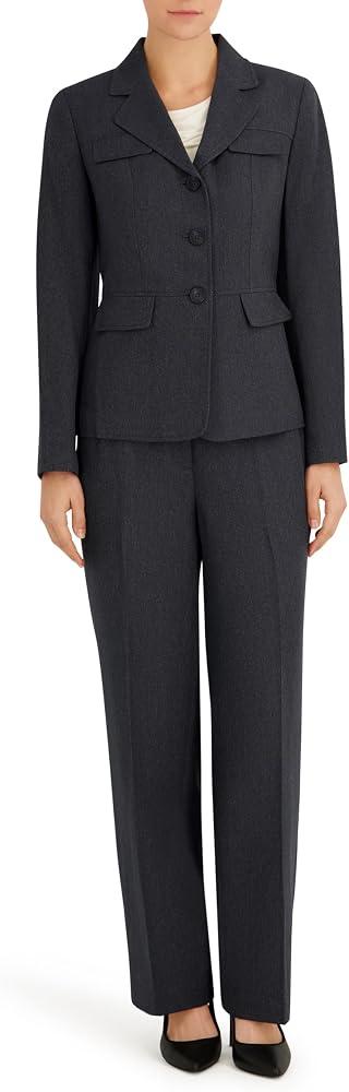 Le Suit Women's Three-Button Blazer & Wide-Leg Pant, 2pc Set 10P