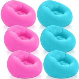 Realspring Inflatable Bean Bag Chairs Outdoor Blow up Camping Chairs Inflatable Lazy Sofa Folding Portable Bean Bag Loungers Couch for Movie Night(Pink,Lake Blue,6 Pcs)