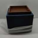 B FSOBEIIALEO Storage Ottoman with Tray, Foot Stools and Ottomans with Legs, Storage Cube Seat Linen Blue 15" (Medium)