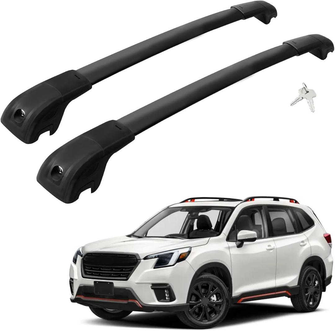Car Roof Rack Cross Bars Compatible with 2014-2025 Subaru Forester (Fit for Raised Side Rails), Aluminum Lockable Roof Cross Bars for Kayak Bike Rooftop Cargo Carrier Bag Basket Luggage