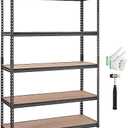VEVOR Storage Shelving Unit, 5-Tier Adjustable, 2000 lbs Capacity, Heavy Duty Garage Shelves Metal Organizer Utility Rack, Black, 48" L x 18" W x 72" H for Kitchen Pantry Basement Bathroom Laundry, No hammer and No Gloves