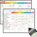 Magnetic Dry Erase Chore Chart, Monthly Calendar Set - 14.5"x11" Monthly Calendar, Chore Board for Fridge - 6 Extra Fine Point Markers Included - Shipped Flat