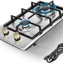 Llamaviva Gas Stove 12 Inch, Propane Cooktop 2 Burner, Portable Gas Cooktop Stainless Steel, Dual Fuel LPG/NG Convertible with Thermocouple Safety Protection for Kitchen, RV, Camping, Outdoor