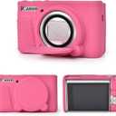 MUZIRI KINOKOO Silicone Case Compatible for Canon Powershot SX740/SX730 HS Digital Camera - Soft Rubber Protective Sleeve with Removable Lens Cover - Anti-Slip & Anti-Scratch - Rose Red