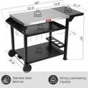 Feasto Outdoor Grill Table Cart, Pizza Oven Stand for Outdoor Indoor, 50" x 22" Stainless Steel Tabletop Dining BBQ Grill with Wheels for Food Prep, 3-Shelf Kitchen Cart with Cover