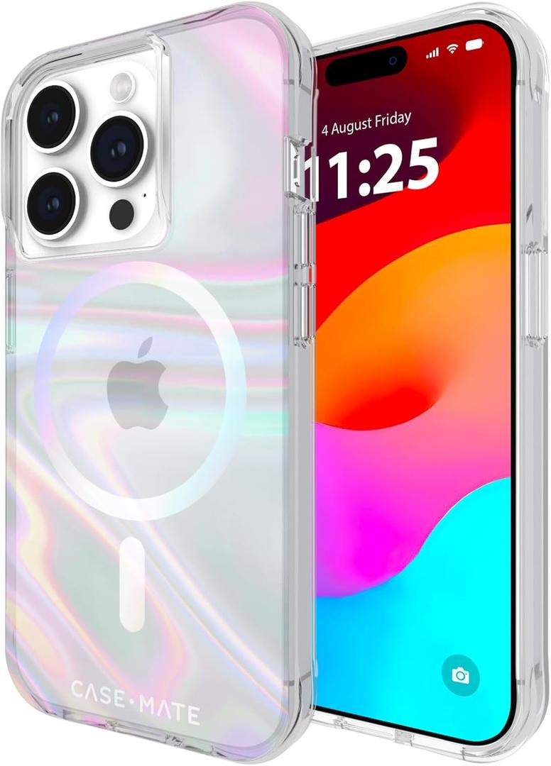 Case-Mate Soap Bubble iPhone 15 Pro Case for Women - Compatible w/ MagSafe - 12ft Drop Protection - 6.1" iPhone 15 Pro Magnetic Case & Phone Cover - Shockproof, Anti-Scratch, Iridescent