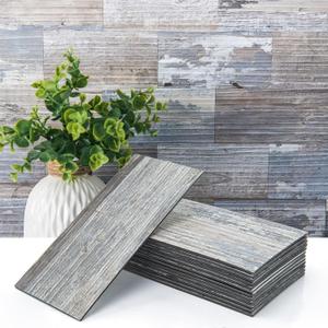 Art3d 102-Piece Peel and Stick Tile Backsplash for Kitchen Bathroom, 3in. x 6in. Stick on Subway Tile Distressed Wood Plank (3" X 6, Distressed Silvery Moon)