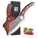 TIVOLI Meat Cleaver Knife, Hand Forged Full Tang Butcher knife for Meat Cutting, High Carbon Steel Viking Knife with Sheath for Kitchen Outdoor Camping BBQ Father's Day Christmas Gift Men Women