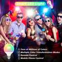 RGB LED Color Changing Light Bulb, 12W Dimmable Bluetooth Light Bulbs with E26 Base, Compatible with Mobile App & Remote Controller, Featuring Millions of Colors and Multiple Dynamic Modes (2 Pack)