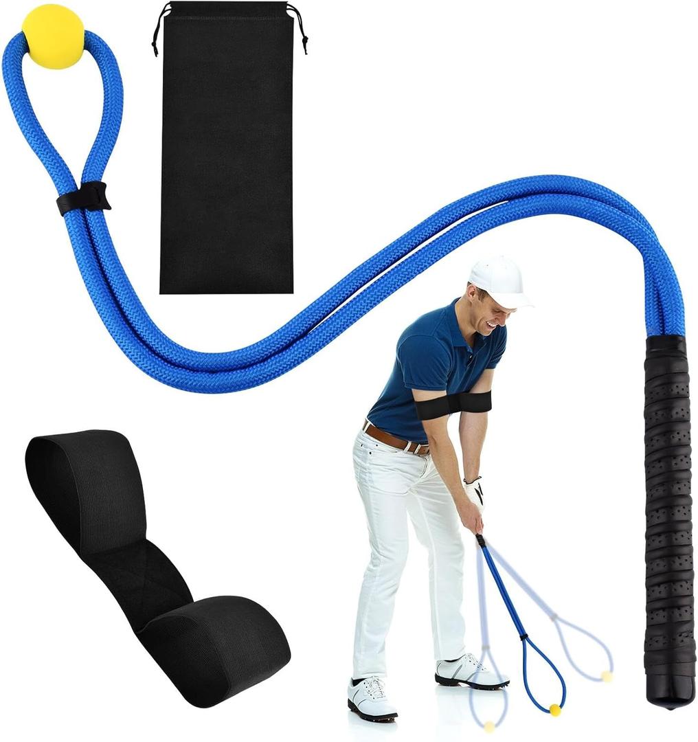 Golf Rope Swing Trainer Set, Golf Swing Training Aid for Improving Speed, Accuracy, Rhythm, Flexibility and Strength, Golf-Warm-Up Practice Equipment (Blue)