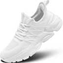 Womens Ladies Walking Tennis Shoes Slip on Lightweight Casual Running Sneakers Soft Sole Comfortable Trainers (6.5, White), 37