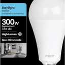 Feit Electric A23 LED Light Bulb, 300W Equivalent, Non-Dimmable, 4060 Lumens, E26 Standard Base, 5000k Daylight, 80 CRI, High Output LED Bulb, Damp Rated, 22 Year Lifetime, OM300/850/LED