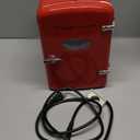 Frigidaire Red Mini Personal Fridge Cooler, 1 Gal Capacity fits Six Cans, Includes Plugs for Home Outlet & DC Charger - 9.9" D x 7.1" W x 10.6" H
