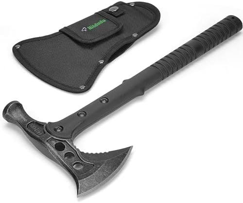 Hitdudu Camping Axe, Survival Chopping Hatchet with Sheath, Tactical Tomahawk with Hammer, Nylon Fiber Handle for Outdoor Survival Hiking Camping