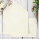 Whaline 50Pcs A7 Invitation Envelopes Set Ivory Greeting Card Envelope V-Flap Envelope Gift Cards Sleeve for Mailing Envelopes Sending Card, 7.3 x 5.3 Inch