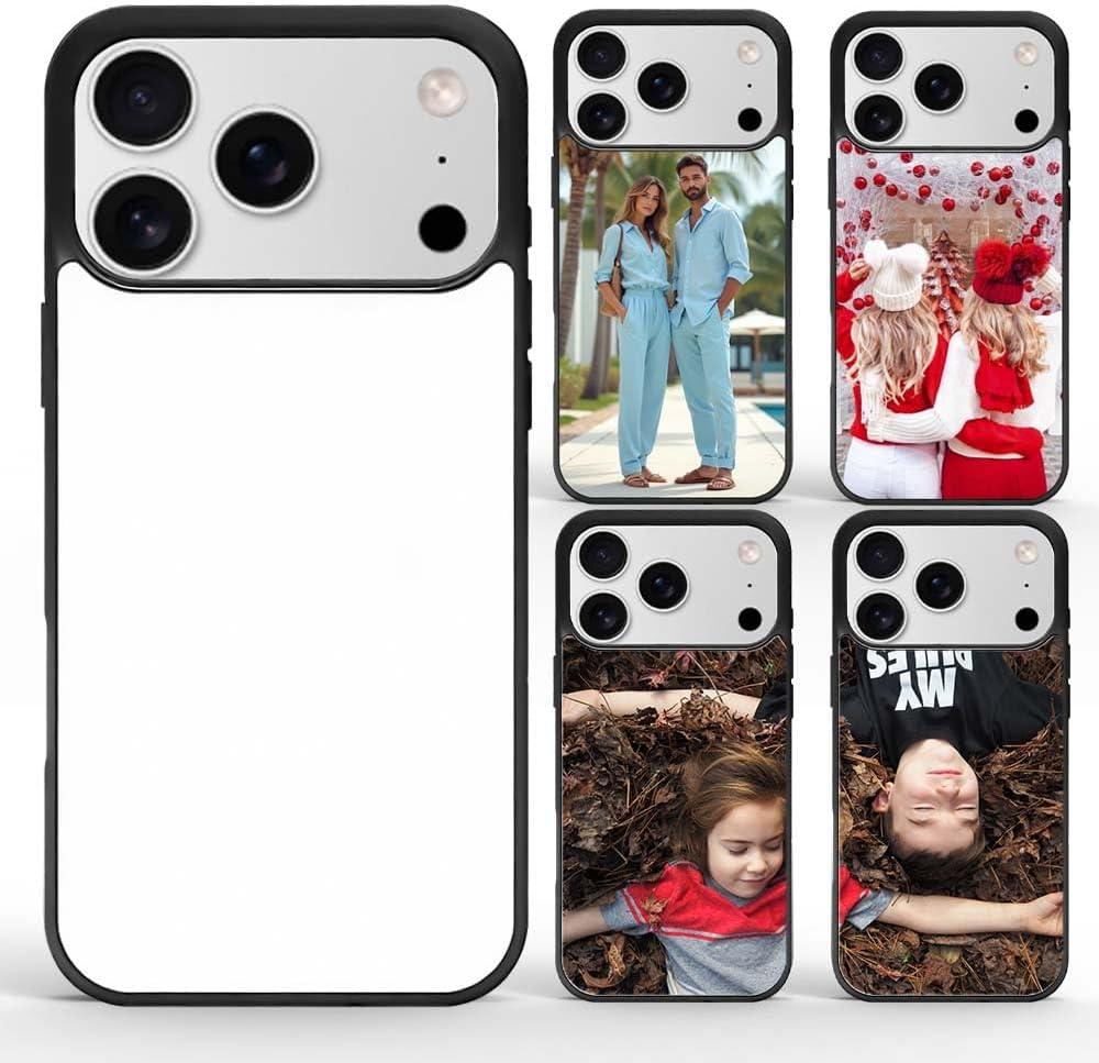 Sublimation Case Compatible for iPhone 17 Pro/5 Pieces, Anti-Slip Soft TPU Printable Blank Heat Transfer Customize Phone Cover Black