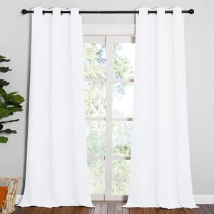 NICETOWN Solid Window Curtain Panels, Grommet, Polyester, Bedroom, White, 42 x 90, Pack of 2 (42"W x 90"L (Pack of 2), Pure White)