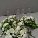 Thiccywoov 19 Pack Artificial Peony Flowers with Vase Bulk, 12 Bundles Faux Peony Bouquet 6 Vase with 1 Rope Silk Flower Arrangement Wedding Table Centerpiece for Wedding Bridal Shower(White)