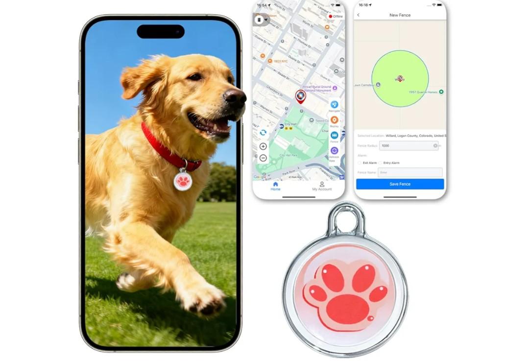 2025 GPS Tracker for Pet, No Monthly Fee & No SIM Card Needed | Real-Time Tracking for Dogs, Cats & Small Animals | Lightweight Design | Long Battery Life | Compatible with iPhone & Android