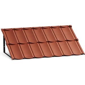 Red Metal Awning, 52In x 32In Metal Awnings Composed of Robust Metal Frame and Unique Stylish Steel Tiles for Entrance Door and Window All-Weather Protection Add Striking Appeal&Dependable Shelter