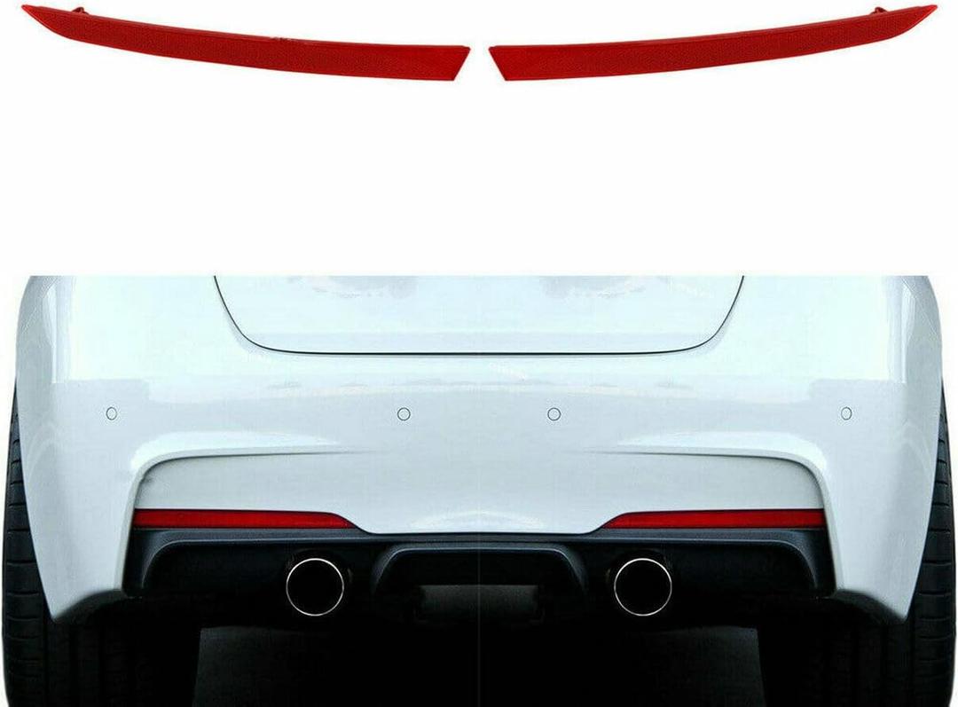 Rear RH & LH Right + Left Side Bumper Reflector for BMW 3 Series F30 F31 M Sport 320i 320iX 328d 328dX 328i 328iX 330e 330i 330iX 335i 335iX 340i 340iX 2012-2019, (Red)
