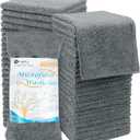 Orighty Washcloths Bulk Towel Sets 50 Pack, Highly Absorbent and Super Soft Microfiber Fingertip Towels, Multi-Purpose Wash Cloths for Bathroom, Hotel, Gym, and SPA, 12x12 Inch, Grey