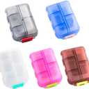 5pcs Pill Case Pill Dispenser Vitamin Fish Oil Supplements Small Pill Box Home Weekly Travel Portable 10 Compartment Double Layer Pocket Medicine Box Organizer