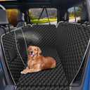 Mancro Dog Hammock for Truck with Flip Up Rear Seats, Waterproof Truck Dog Seat Cover Back Seat with Mesh Window, Compatible with F150, Chevy Silverado & RAM, Black