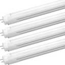 JESLED T8 4FT LED Type A+B Light Bulbs, 24W 3000LM 5000K Daylight White, Plug and Play or Ballast Bypass, 4 Foot Flourescent Tube Replacement, ETL Listed, Dual-end, Frosted, Warehouse Lights 4Pack