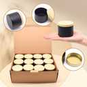 24-Pack 4oz Candle Tins with Wood-Grain Printing Lids, Metal Candle Jars for Candle Making, Bulk Empty Containers for Beginners & DIY Storage - Wood Black