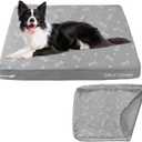 Waterproof Dog Bed Cover, Removable Dog Bed Covers Replacement Washable with Smooth Zipper, Indoor/Outdoor, Bone Print 32 x 44 x 4 Inch for Dog/Cat, Cover Only