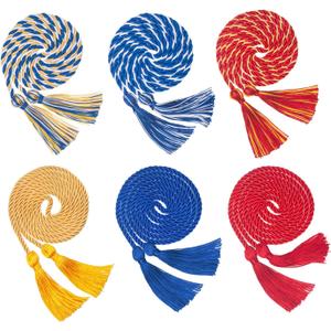 2 x 6 Pack Graduation Cords, Graduation Honor Cords Braided Tassels Cord for 2026, 68” Long Polyester Yarn Honor Ropes for 2026 Grad Decorations, Party Ceremonies