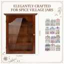 Chunful Vintage Wooden Spice Jar Rack Display Shelf with Clear Door, Brown