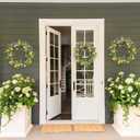 J'FLORU Spring Wreaths for Front Door 22 Inch Artificial Summer Wreath Daisy and Lavender Wreath with Wildflowers for Home Wall Farmhouse Springtime Easter Holiday Party