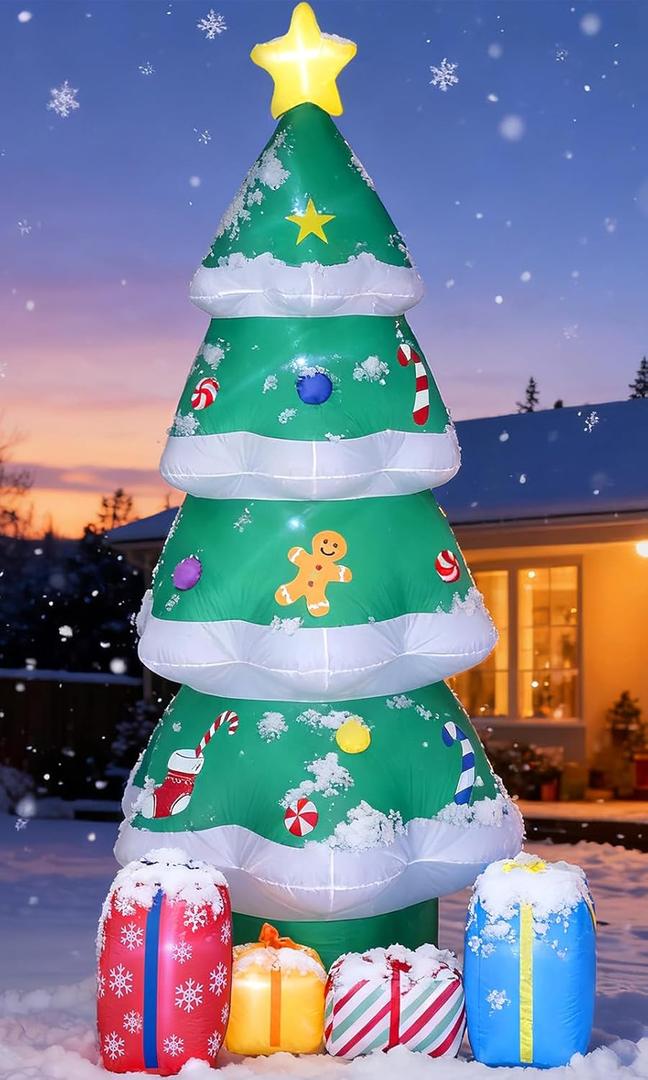 10FT Christmas Tree Inflatables, Inflatable Christmas Decorations, Blow Up Holiday Decor for Outdoor Yard, Lawn, Backyard, Home